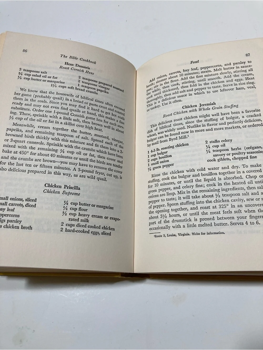 The Bible Cookbook by Marian Maeve O'Brien Bethany Press 1958 Yellow Hardcover